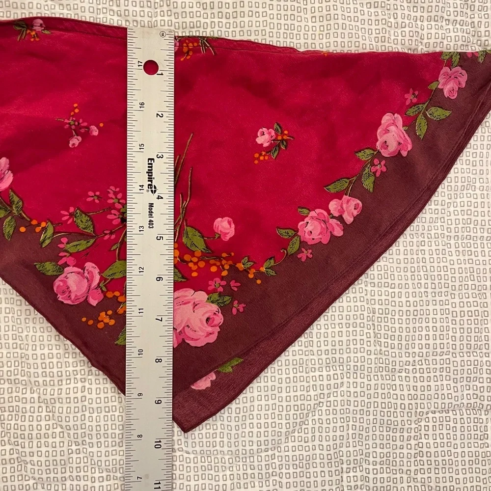 Silk Dainty Floral Red Scarf
